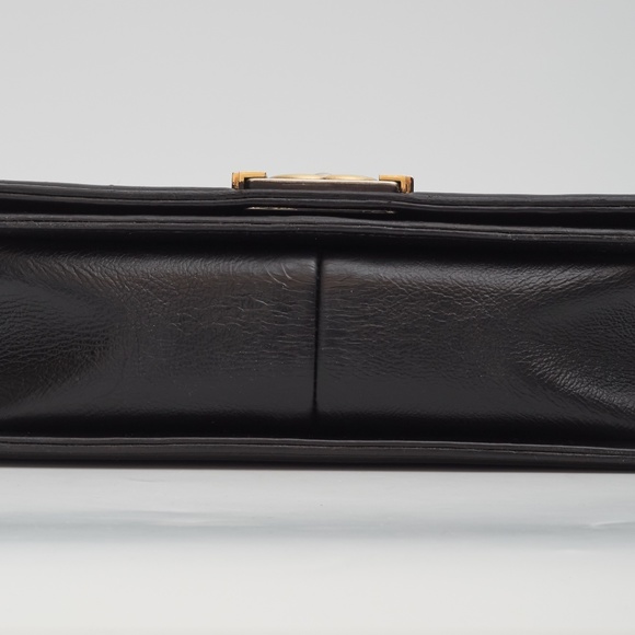 CHANEL CALFSKIN QUILTED DOUBLE STITCH MEDIUM BOY FLAP BAG BLACK (2014) - Picture 5 of 13